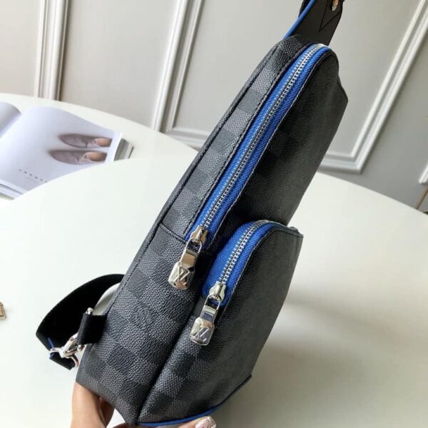 1:1 Replica Louis Vuitton LV Avenue Slingbag NM Damier Graphite Canvas Blue Unique Bag For Men N40008 - 12.2in/31cm