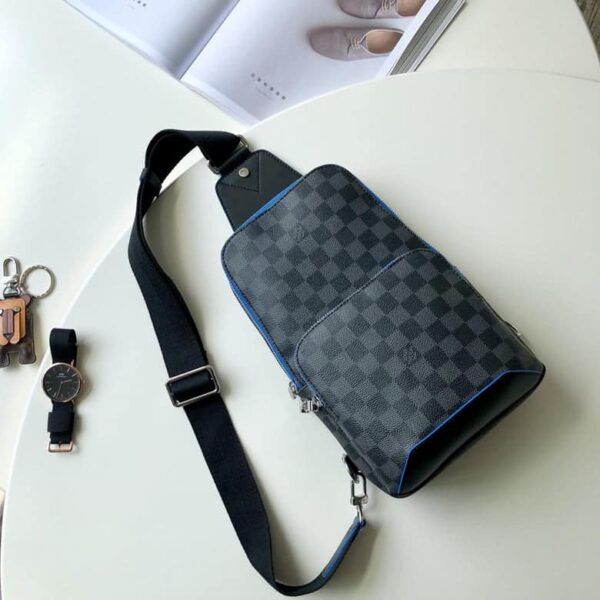 1:1 Replica Louis Vuitton LV Avenue Slingbag NM Damier Graphite Canvas Blue Unique Bag For Men N40008 - 12.2in/31cm