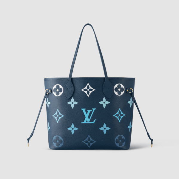 1:1 Replica Louis Vuitton LV Neverfull MM Monogram Empreinte Gradient Blue Luxury Women Bag M46514 - 30.9cm/ 12.2in