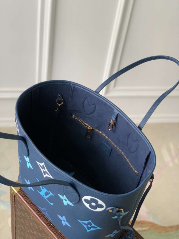 1:1 Replica Louis Vuitton LV Neverfull MM Monogram Empreinte Gradient Blue Luxury Women Bag M46514 - 30.9cm/ 12.2in