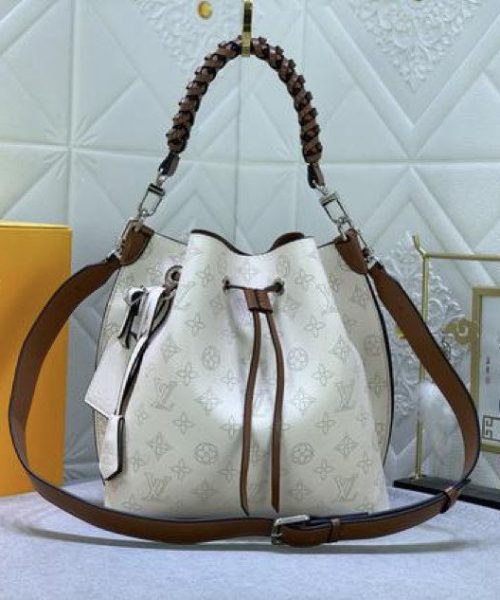 1:1 Replica Louis Vuitton LV Muria Bucket Monogram Motif White Luxury Bag For Women M55801 - 9.8in/25cm