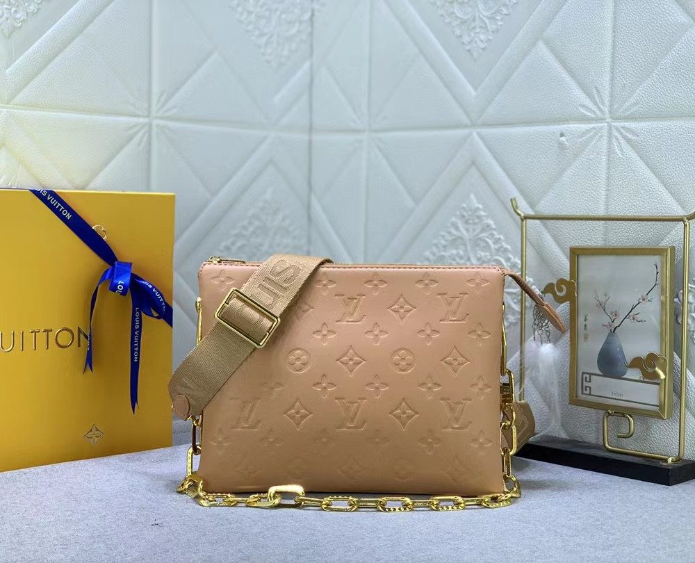 1:1 Replica Louis Vuitton LV Coussin PM Monogram Embossed Puffy Cream Luxury Bag For Women -  10.2in/26cm