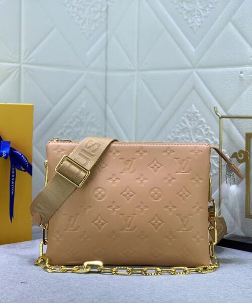 1:1 Replica Louis Vuitton LV Coussin PM Monogram Embossed Puffy Cream Luxury Bag For Women -  10.2in/26cm