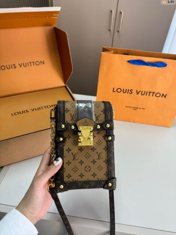 1:1 Replica Louis Vuitton LV Pochette Trunk Verticale Monogram Reverse With Monogram Canvas Luxury Bag For Women M67873 - 6.9in/18cm