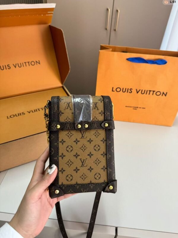 1:1 Replica Louis Vuitton LV Pochette Trunk Verticale Monogram Reverse With Monogram Canvas Luxury Bag For Women M67873 - 6.9in/18cm