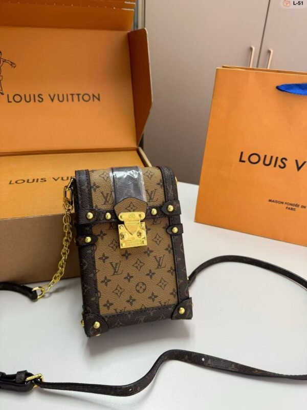 1:1 Replica Louis Vuitton LV Pochette Trunk Verticale Monogram Reverse With Monogram Canvas Luxury Bag For Women M67873 - 6.9in/18cm