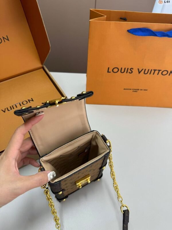 1:1 Replica Louis Vuitton LV Pochette Trunk Verticale Monogram Reverse With Monogram Canvas Luxury Bag For Women M67873 - 6.9in/18cm