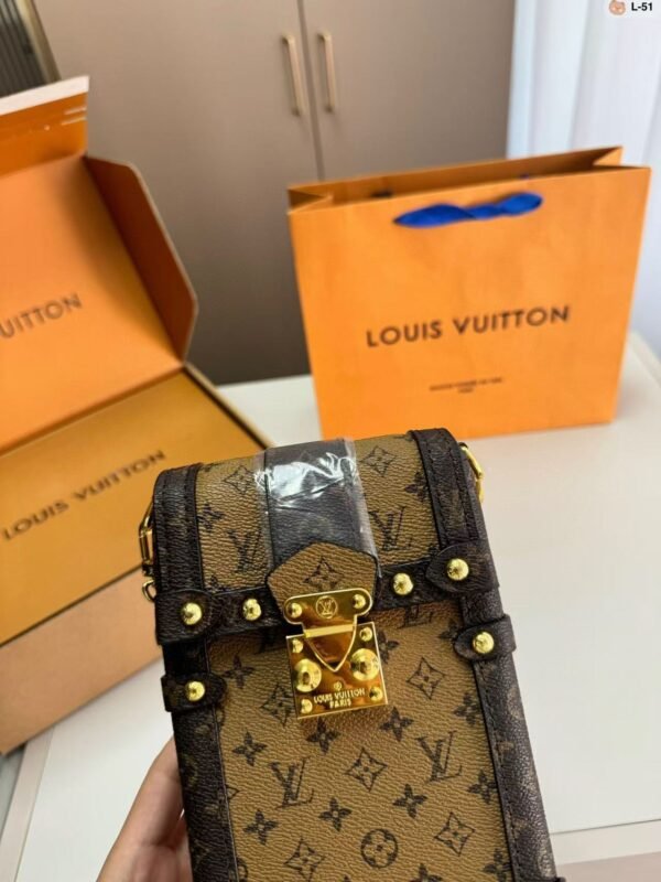 1:1 Replica Louis Vuitton LV Pochette Trunk Verticale Monogram Reverse With Monogram Canvas Luxury Bag For Women M67873 - 6.9in/18cm