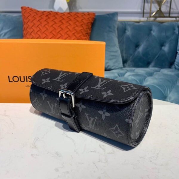 1:1 Replica Louis Vuitton LV 3 Watch Case Monogram Eclipse Canvas Unique Bag For Men M43385 - 7.9in/20cm