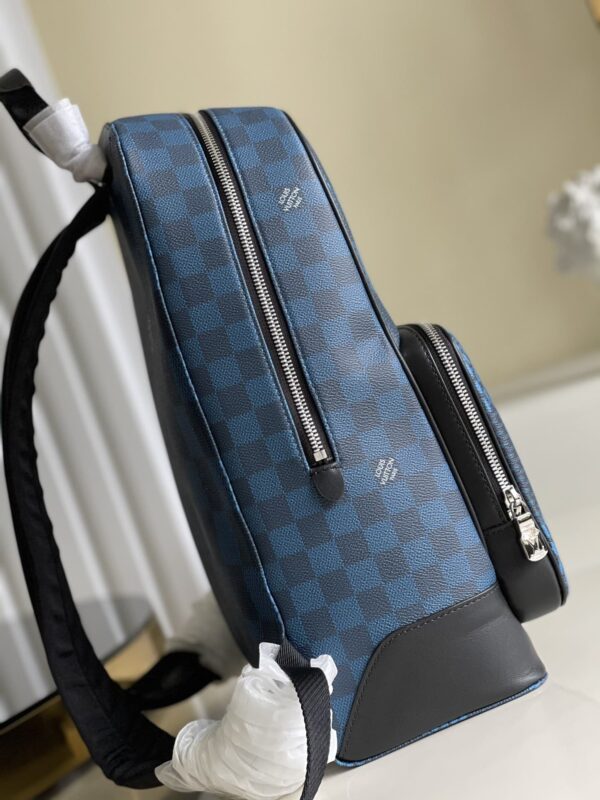 1:1 Replica Louis Vuitton LV Campus Backpack Damier Graphite 3D Canvas Blue Unique Bag For Men N50008 - 39cm