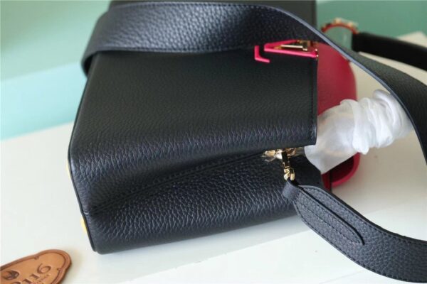 1:1 Replica Louis Vuitton LV Capucines BB Taurillon Black/ Rose Berlingot Luxury Bag For Women - 10.6in