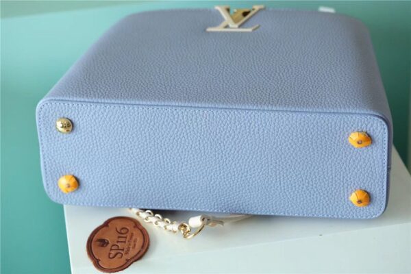 1:1 Replica Louis Vuitton LV Capucines MM Taurillon Light Blue/ Beige Luxury Bag For Women - 12.4in/31.5cm