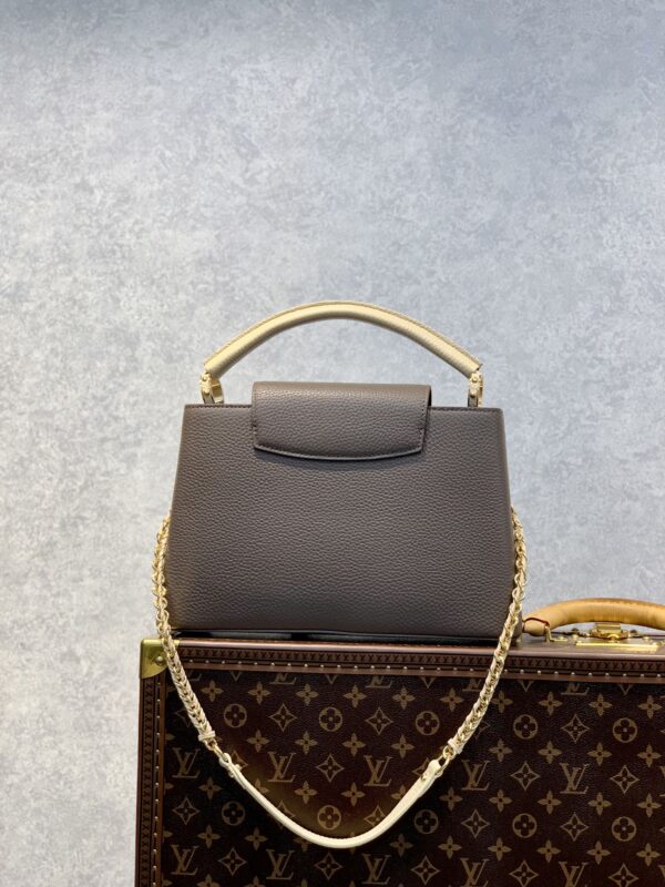 1:1 Replica Louis Vuitton LV Capucines MM Taurillon Smokey Brown Luxury Bag For Women M59516 - 12.4in/31.5cm