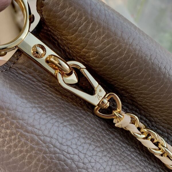 1:1 Replica Louis Vuitton LV Capucines MM Taurillon Smokey Brown Luxury Bag For Women M59516 - 12.4in/31.5cm