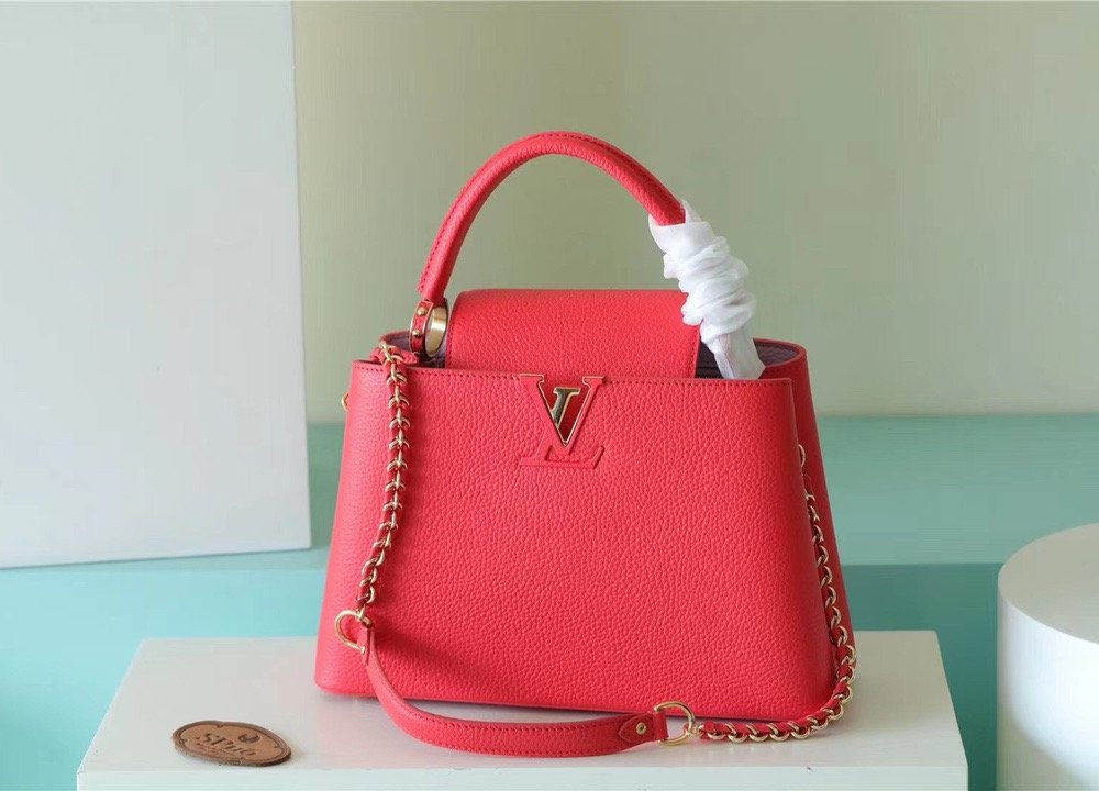 1:1 Replica Louis Vuitton LV Capucines MM Taurillon Red Luxury Bag For Women - 12.4in/31.5cm
