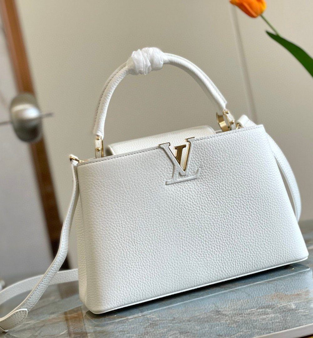 1:1 Replica Louis Vuitton LV Capuciness MM Handbag White Luxury Bag For Women - 12.4in/32cm