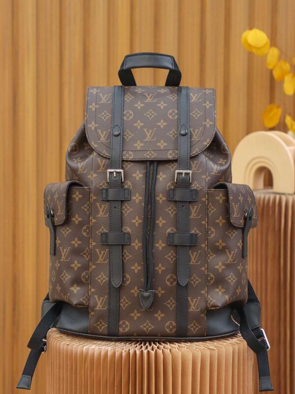 1:1 Replica Louis Vuitton LV Christopher MM Backpack Brown Essential Bag For Men N43735 - 44cm / 17.3in