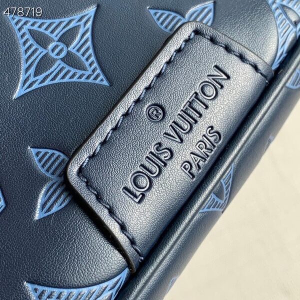 1:1 Replica Louis Vuitton LV Discovery Bumbag PM Monogram Shadow Navy Blue Unique Bag For Men M45729 - 17.3in/44cm