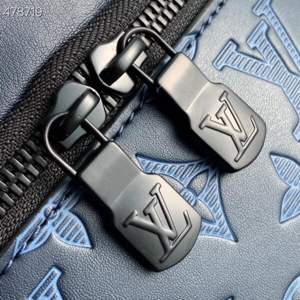 1:1 Replica Louis Vuitton LV Discovery Bumbag PM Monogram Shadow Navy Blue Unique Bag For Men M45729 - 17.3in/44cm