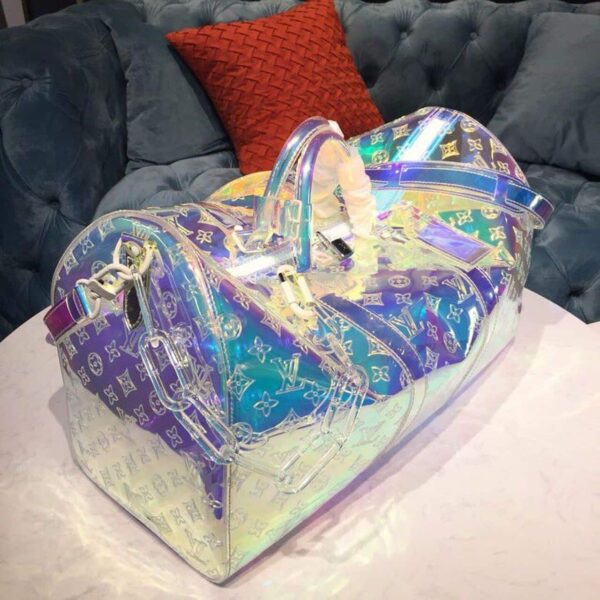 1:1 Replica Louis Vuitton LV Keepall Bandouliere 50 Monogram PVC Iridescent Prism By Virgil Abloh Unique Bag For Men M53271 - 19.7in/50cm