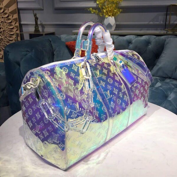 1:1 Replica Louis Vuitton LV Keepall Bandouliere 50 Monogram PVC Iridescent Prism By Virgil Abloh Unique Bag For Men M53271 - 19.7in/50cm