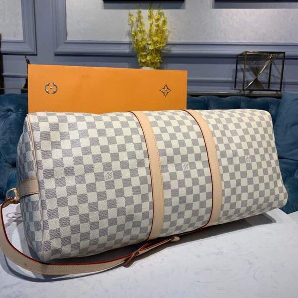 1:1 Replica Louis Vuitton LV Keepall Bandouliere 55 Damier Azur Canvas Luxury Bag For Women N41429 - 21.7in/55cm