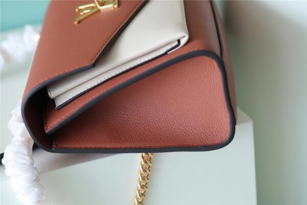 1:1 Replica Louis Vuitton LV Mylockme Chain Bag Brown/ Quartz White Luxury Bag For Women - 8.9in/22.5cm