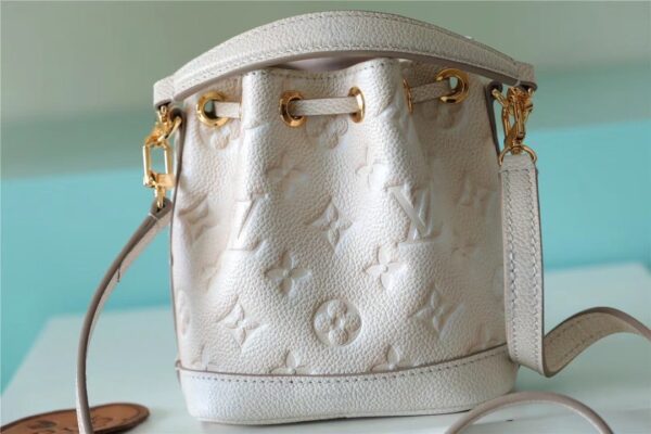 1:1 Replica Louis Vuitton LV Nano Noe Monogram Empreinte Light Beige Luxury Bag For Women M81463 - 6.3in/16cm