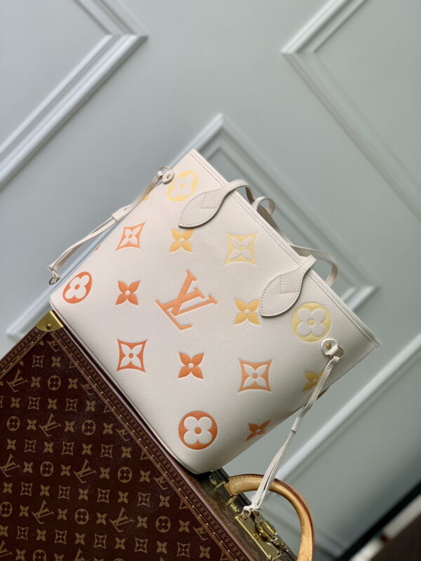 1:1 Replica Louis Vuitton LV Neverfull MM Monogram Empreinte Beige Clair Luxury Women Bag M46516 30.9cm/ 12.2in