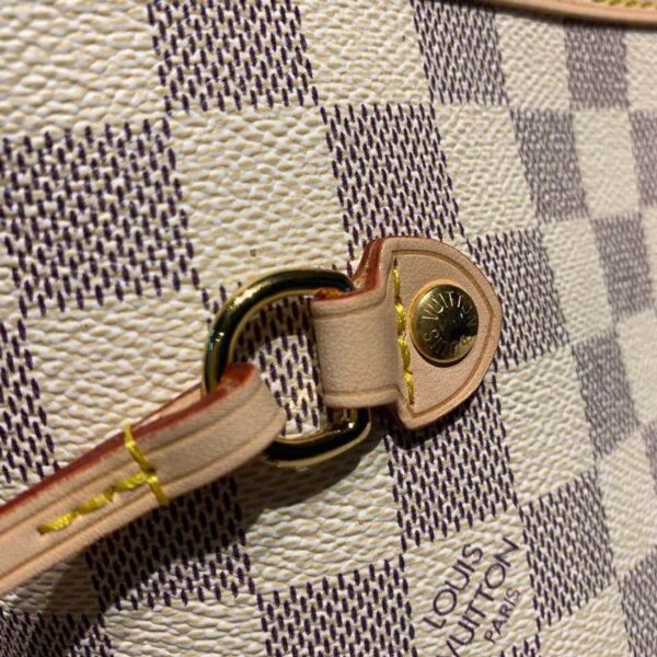 1:1 Replica Louis Vuitton LV Neverfull MM Damier Azur Canvas Luxury Bag For Women N41361 - 12.2in/31cm