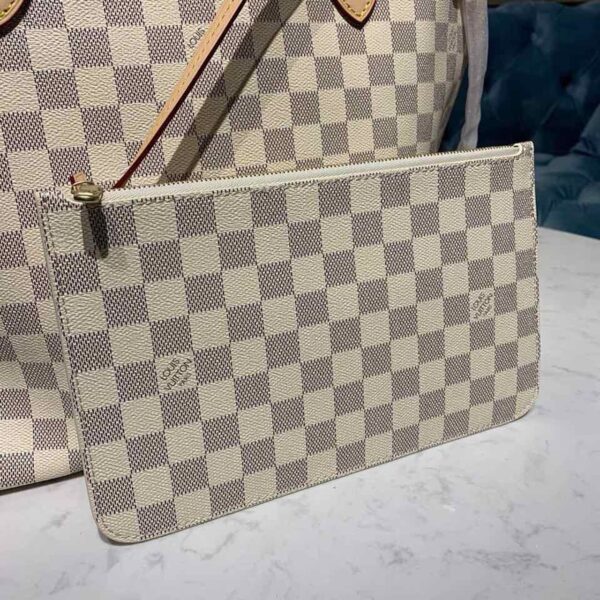 1:1 Replica Louis Vuitton LV Neverfull MM Damier Azur Canvas Luxury Bag For Women N41361 - 12.2in/31cm