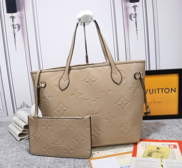 1:1 Replica Louis Vuitton LV Neverfull MM Monogram Empreinte Leather Luxury Bag For Women M45686 - 12.2in/31cm
