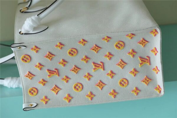 1:1 Replica Louis Vuitton LV Onthego GM Monogram Giant And Raffia White/ Yellow Luxury Bag For Women M20815 - 41cm/16.1in