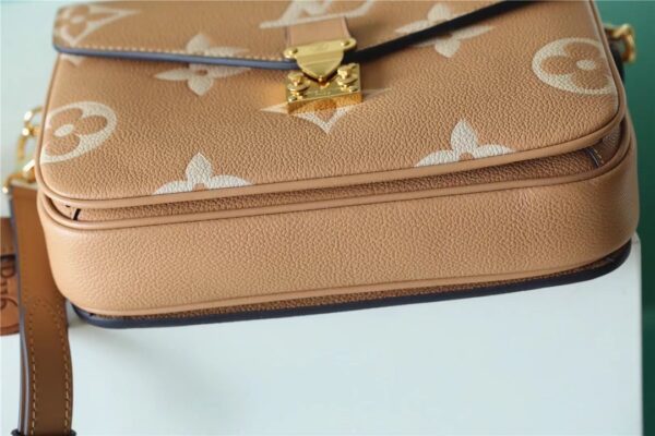 1:1 Replica Louis Vuitton LV Pochette Metis Monogram Empreinte Arizona Brown / Creme Beige Luxury Bag For Women M46018 - 9.8n/25cm