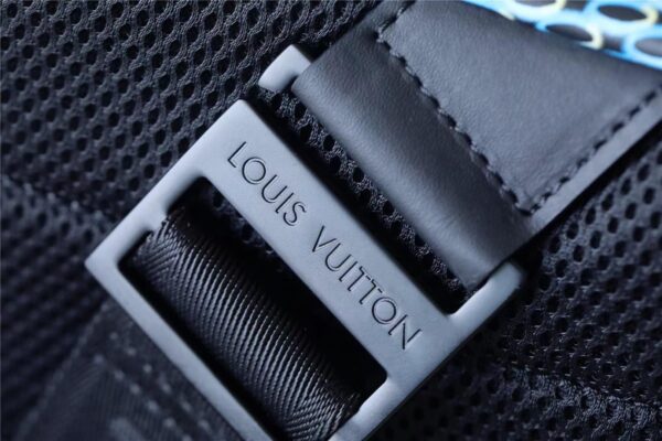 1:1 Replica Louis Vuitton LV Racer Damier Spray Blue Unique Bag For Men - 16in/41cm