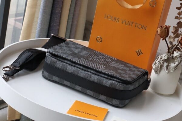 1:1 Replica Louis Vuitton LV Studio Messenger Damier Graphite Gray Unique Bag For Men N50013 - 9.3in/25.3cm