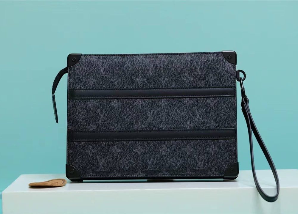 1:1 Replica Louis Vuitton LV Trunk Pouch Monogram Eclipse Canvas Black Unique Bag For Men M45937 - 28cm