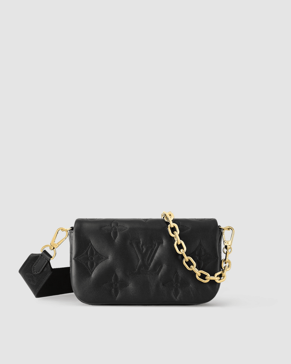 1:1 Replica Louis Vuitton LV Wallet on Strap Bubblegram Leather Black Exclusive Bag For Women M81398 - 7.9in/20cm