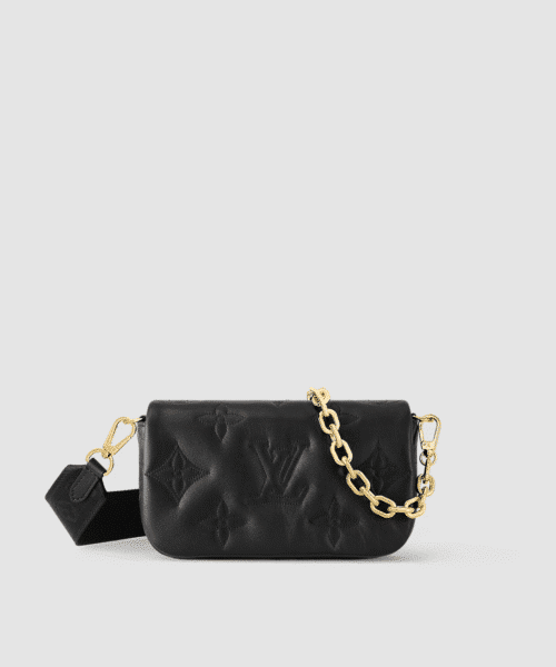 1:1 Replica Louis Vuitton LV Wallet on Strap Bubblegram Leather Black Exclusive Bag For Women M81398 - 7.9in/20cm
