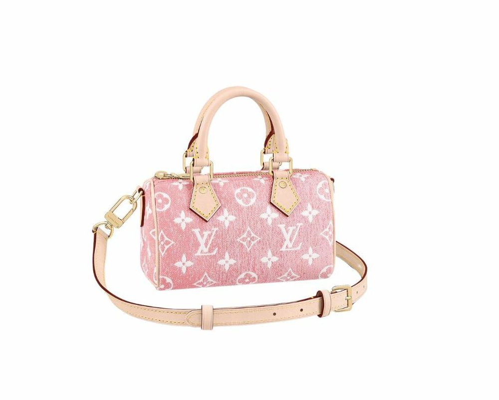 1:1 Replica Louis Vuitton LV Nano Speedy Jacquard Denim Pink/Blue Luxury Bag For Women - 16cm/ 6.3in