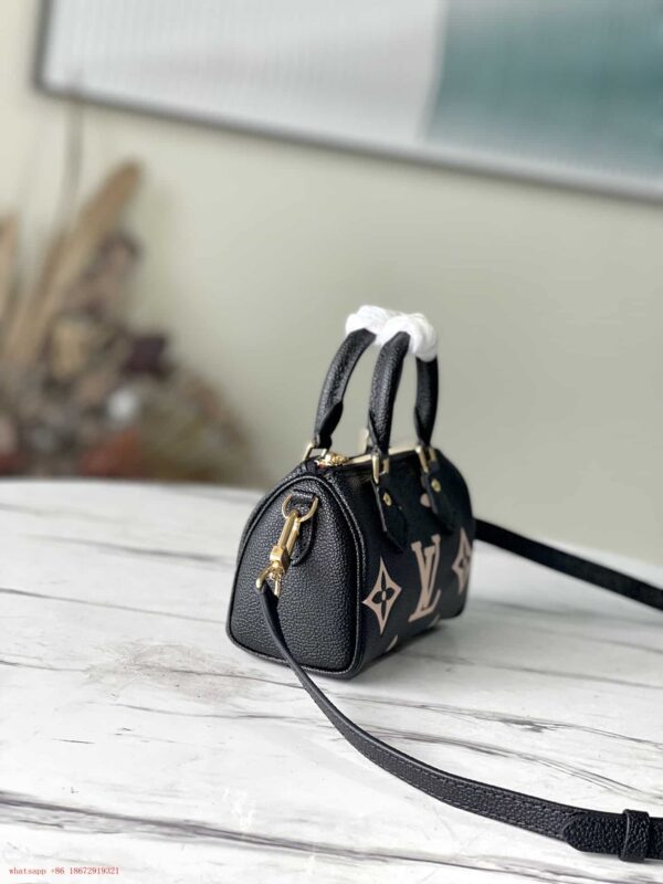 1:1 Replica Louis Vuitton LV Nano Speedy Bicolor Monogram Empreinte Leather Luxury Bag For Women M81456 - 6.3in/16cm