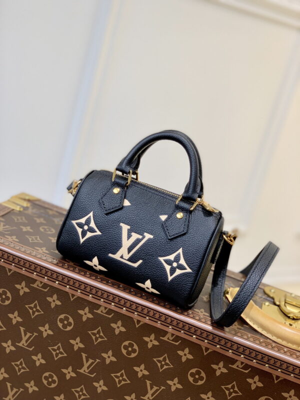 1:1 Replica Louis Vuitton LV Nano Speedy Bicolor Monogram Empreinte Leather Luxury Bag For Women M81457 - 6.3in/16cm