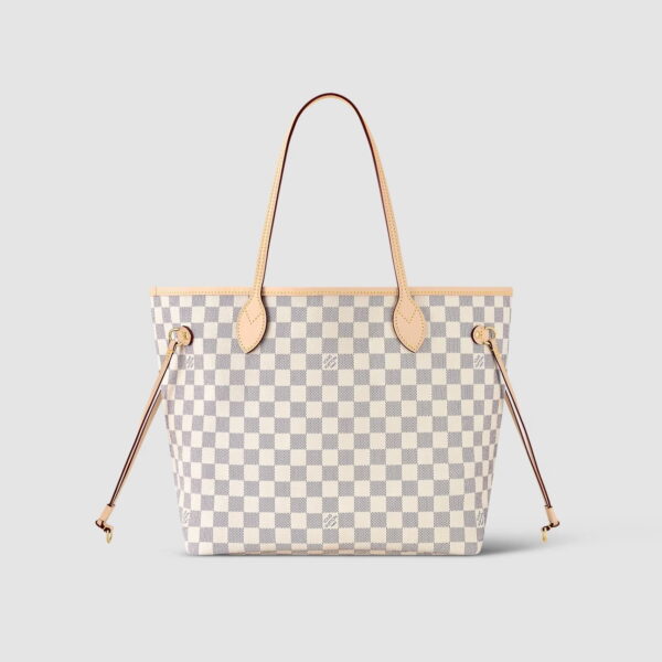 1:1 Replica Louis Vuitton LV Neverfull MM Damier Azur Canvas Luxury Bag For Women N41361 - 12.2in/31cm