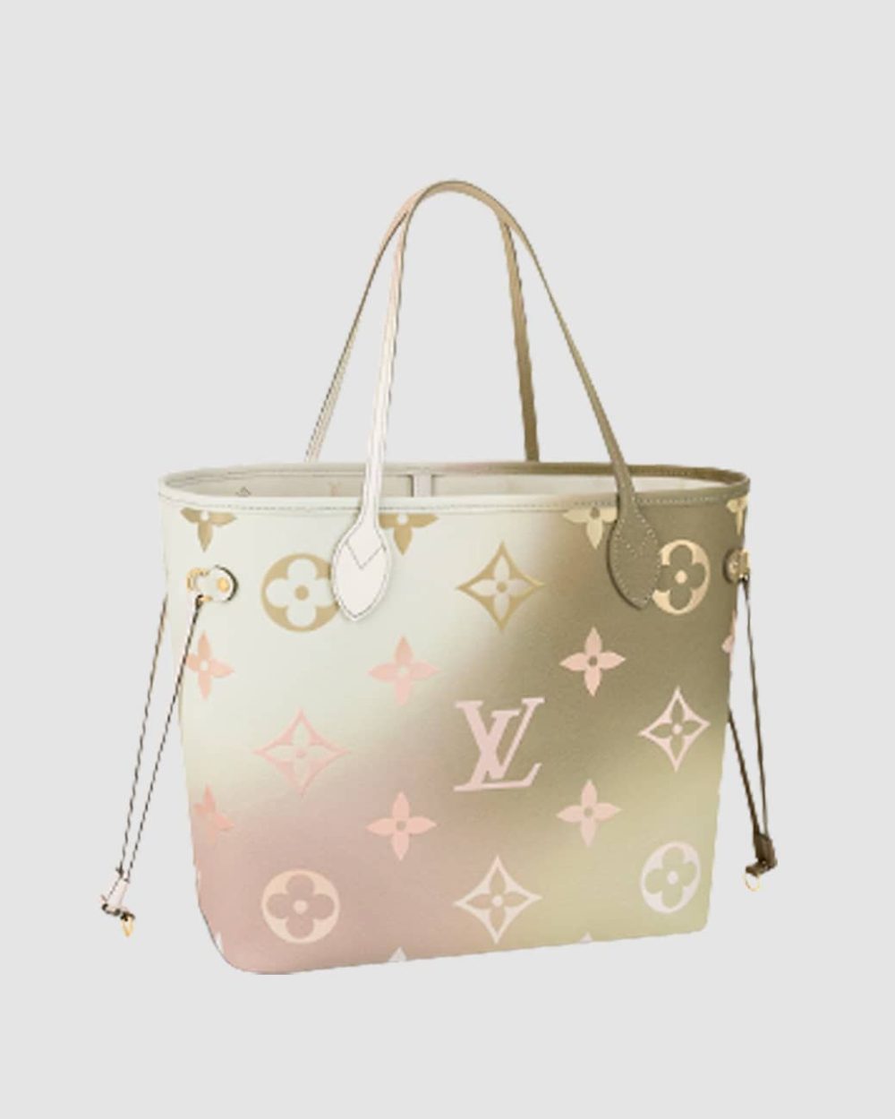 1:1 Replica Louis Vuitton LV Neverfull MM Monogram Canvas Sunset Khaki Luxury Bag For Women M59859 - 12.2in/31cm