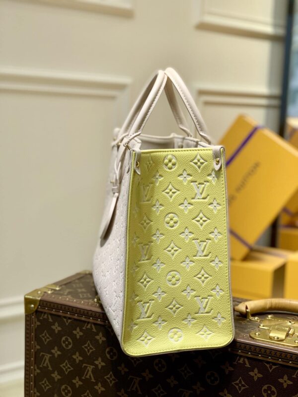 1:1 Replica Louis Vuitton LV Onthego MM Monogram Empreinte Beige/ Pink/ Yellow Luxury Bag For Women M46128 - 35cm/13.8in