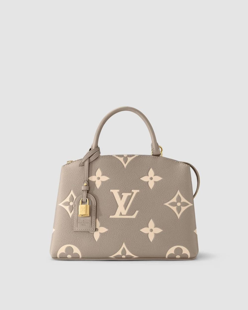 1:1 Replica Louis Vuitton LV Petit Palais Bicolor Monogram Empreinte Leather Tourterelle/Creme Luxury Bag For Women M58914 - 11.4in/29cm