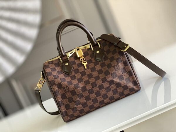 1:1 Replica Louis Vuitton LV Speedy Bandoulière 25 Damier Ebene Canvas Luxury Bag For Women N41368 - 9.8in/25cm