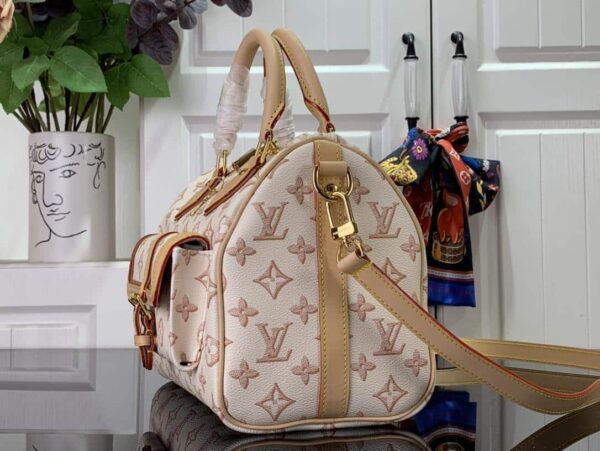 1:1 Replica Louis Vuitton LV Speedy Bandouliere 25 Monogram Pattern White Luxury Bag For Women 9.8in/25cm