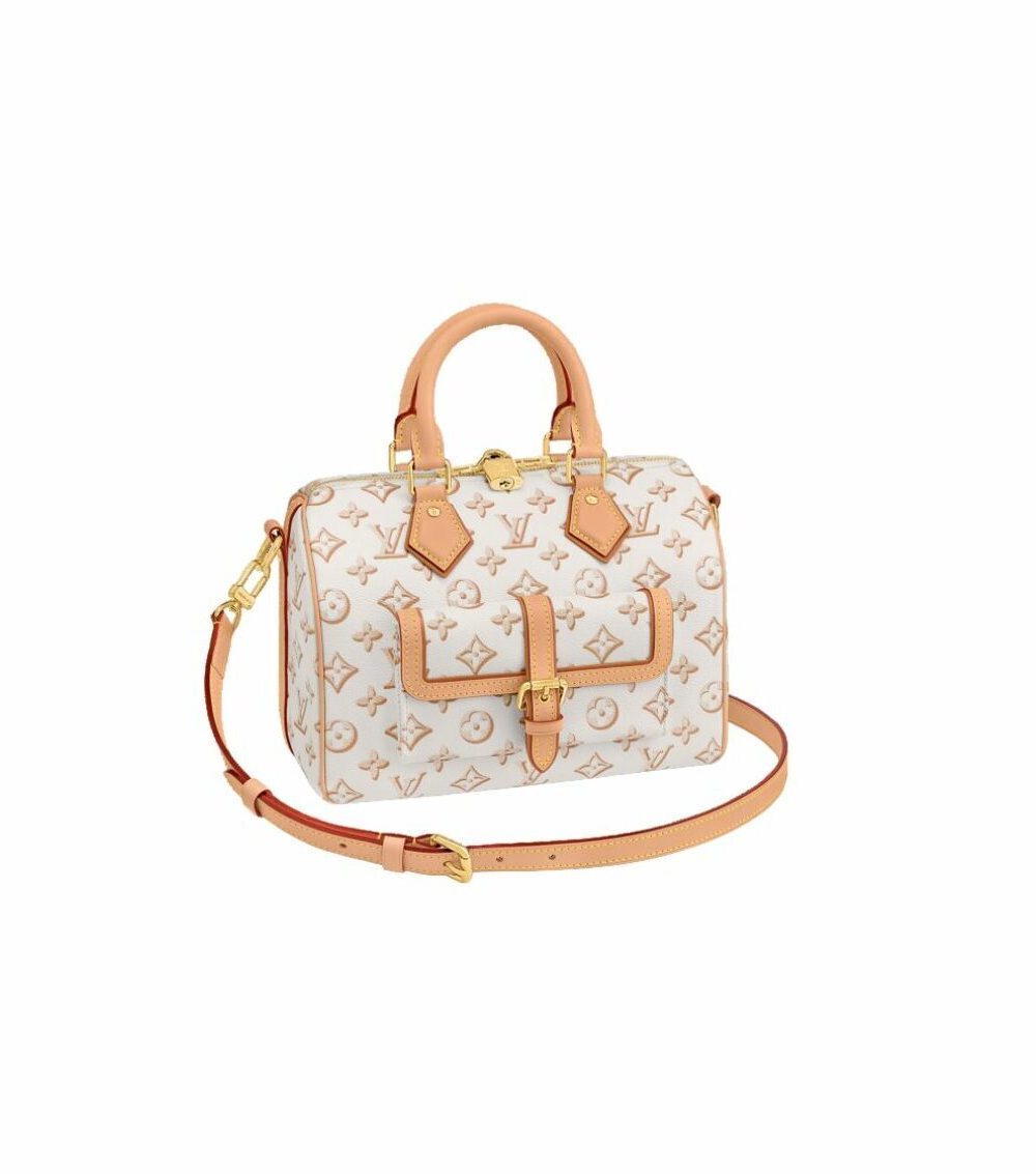 1:1 Replica Louis Vuitton LV Speedy Bandouliere 25 Monogram Pattern White Luxury Bag For Women 9.8in/25cm