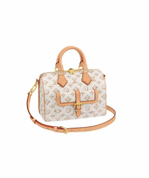 1:1 Replica Louis Vuitton LV Speedy Bandouliere 25 Monogram Pattern White Luxury Bag For Women 9.8in/25cm